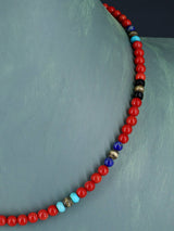 Navajo Coral Beaded Single Strand Necklace - PuebloDirect.com