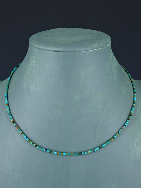 Thin Native American Micro Turquoise Choker Necklace - PuebloDirect.com