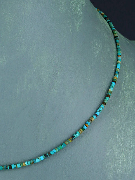 Thin Native American Micro Turquoise Choker Necklace - PuebloDirect.com