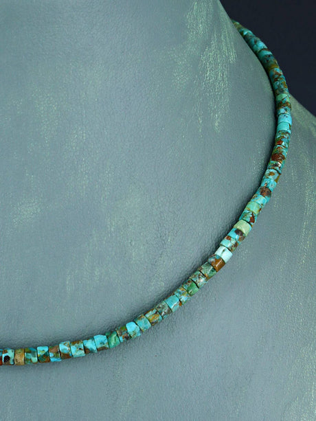 Thin Native American Turquoise Choker Necklace - PuebloDirect.com