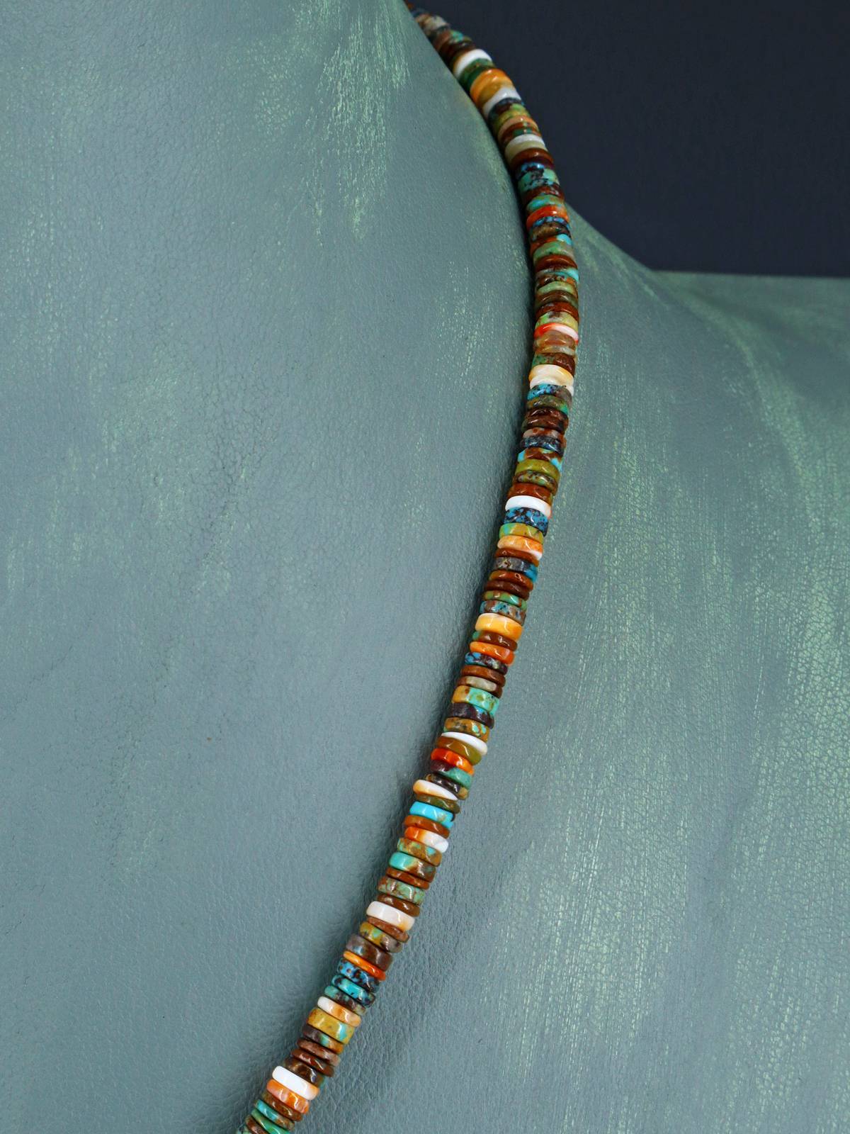 Native American Turquoise and Silver Bead Necklace - PuebloDirect.com