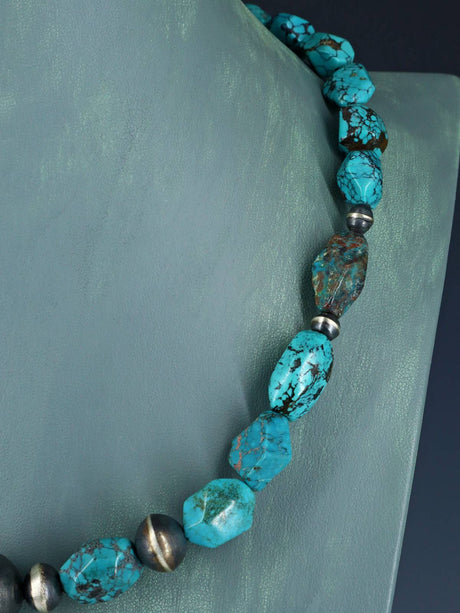Chunky Native American Single Strand Turquoise Nugget Necklace - PuebloDirect.com