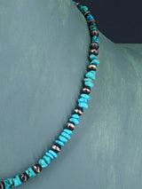 Navajo Blue Turquoise Beaded Single Strand Choker Necklace - PuebloDirect.com