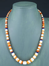 Navajo Single Strand Spiny Oyster and Lapis Necklace - PuebloDirect.com