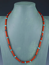 Navajo Natural Coral and Turquoise Single Strand Necklace - PuebloDirect.com