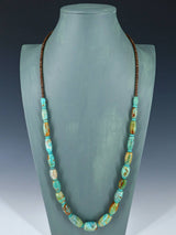 Navajo Single Strand Turquoise Rounded Bead Necklace - PuebloDirect.com