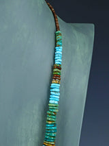 26" Navajo Single Strand Polychrome Turquoise Disc Necklace - PuebloDirect.com