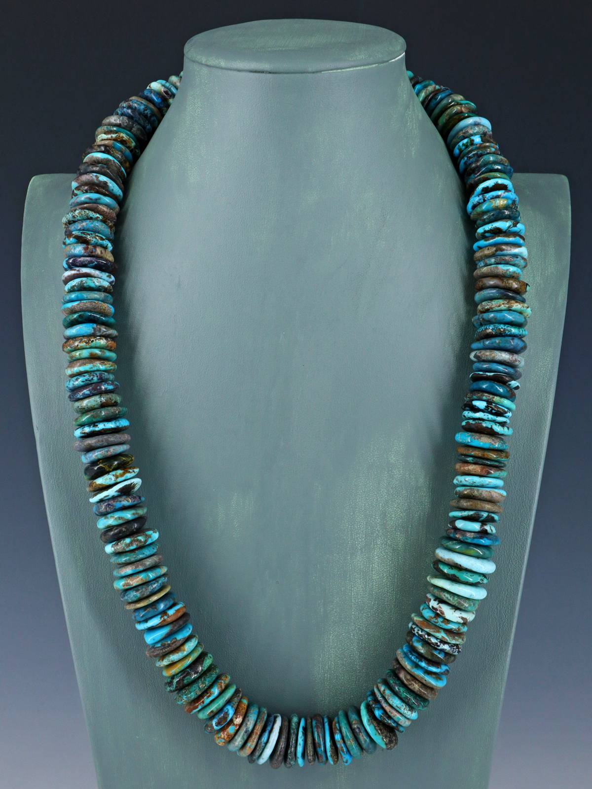 Navajo Single Strand Large Turquoise Necklace - PuebloDirect.com