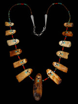 Zuni Antler and Coral Maiden Fetish Necklace - PuebloDirect.com