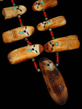 Zuni Antler and Coral Maiden Fetish Necklace - PuebloDirect.com