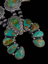 Navajo Natural Royston Turquoise Squash Blossom Necklace - PuebloDirect.com