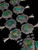 Navajo Natural Royston Turquoise Squash Blossom Necklace - PuebloDirect.com