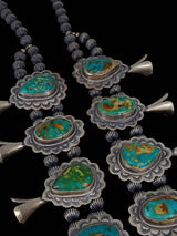 Navajo Natural Royston Turquoise Squash Blossom Necklace - PuebloDirect.com
