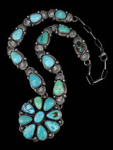 Navajo Carico Turquoise Sterling Silver Lariat Necklace - PuebloDirect.com