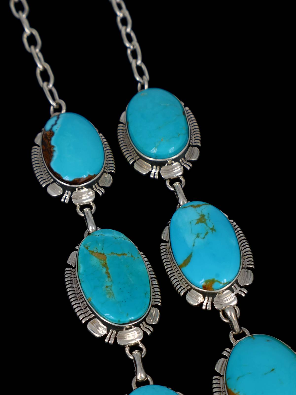 Navajo Armenian Turquoise Sterling Silver Lariat Necklace - PuebloDirect.com
