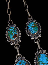 Navajo Jewelry Sterling Silver Kingman Turquoise Lariat Necklace Set - PuebloDirect.com