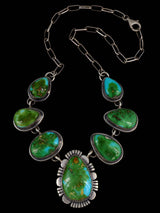 Navajo Sterling Silver Sonoran Gold Turquoise Choker Necklace - PuebloDirect.com