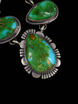 Navajo Sterling Silver Sonoran Gold Turquoise Choker Necklace - PuebloDirect.com
