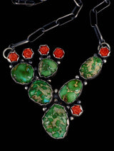 Native American Sonoran Gold Turquoise Prickly Pear Cactus Necklace - PuebloDirect.com