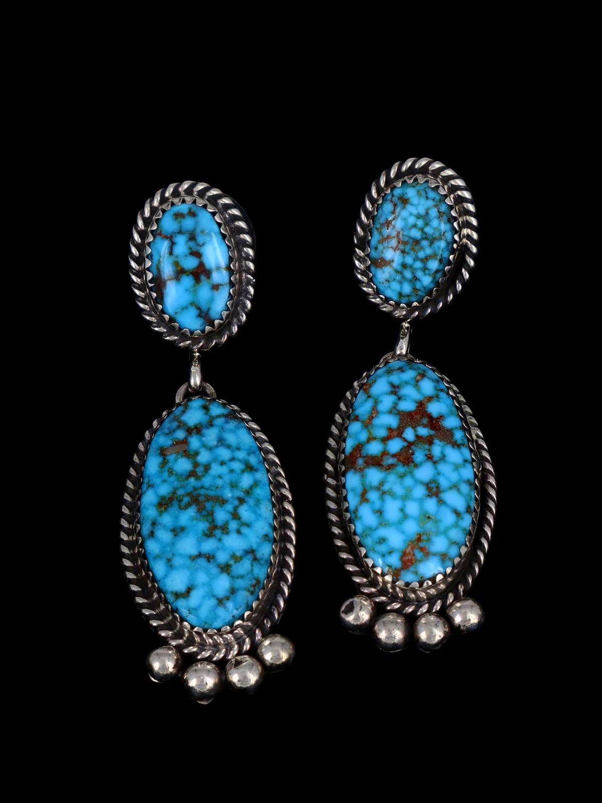 Native American Jewelry Kingman Turquoise Squash Blossom Necklace Set - PuebloDirect.com