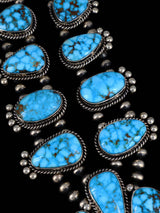 Native American Jewelry Kingman Turquoise Squash Blossom Necklace Set - PuebloDirect.com