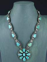 Navajo Carico Turquoise Sterling Silver Lariat Necklace - PuebloDirect.com
