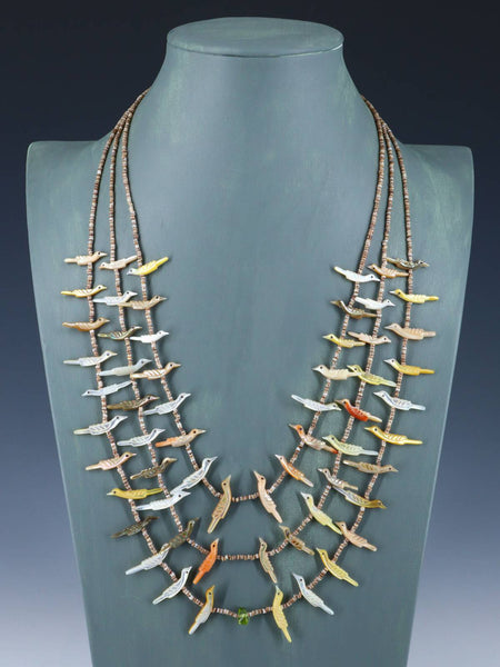Vintage Zuni Pueblo Three Strand Bird Fetish Necklace