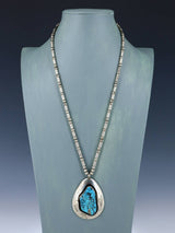 Estate Native American Jewelry Sterling Silver Turquoise Shadowbox Necklace