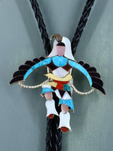 Sterling Silver Zuni Inlay Eagle Dancer Bolo Tie