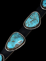 Estate Vintage Native American Sterling Silver Turquoise Concho Belt - PuebloDirect.com