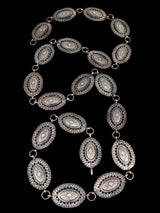 Estate Old Native American Heavy Sterling Silver Turquoise Concho Belt - PuebloDirect.com
