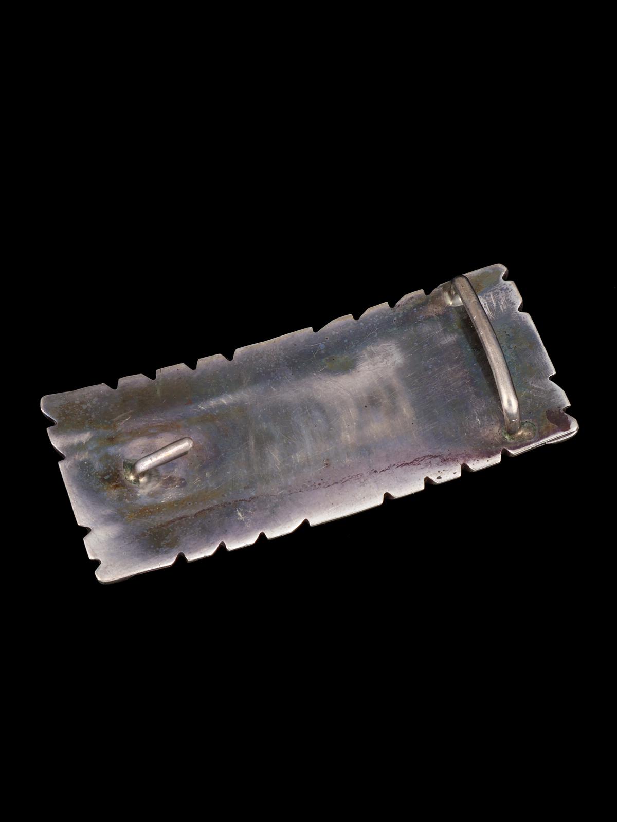 Vintage Navajo Sterling Silver Turquoise Belt Buckle - PuebloDirect.com