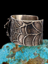 Vintage Old Navajo Sterling Silver Turquoise Cuff Bracelet - PuebloDirect.com