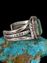Vintage Native American Royston Turquoise Sterling Silver Cuff Bracelet - PuebloDirect.com