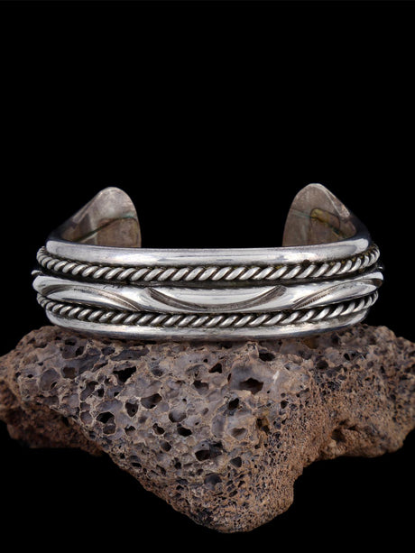 Old Estate Navajo Sterling Silver Heavy Twisted Rope Cuff Bracelet - PuebloDirect.com