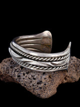 Old Estate Navajo Sterling Silver Heavy Twisted Rope Cuff Bracelet - PuebloDirect.com