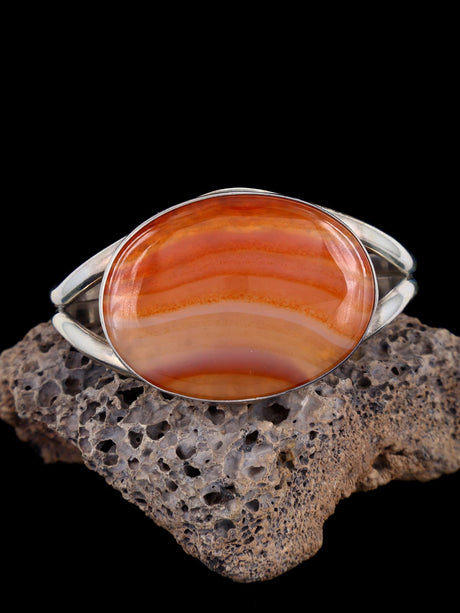Vintage Native American Jewelry Agate Cuff Bracelet - PuebloDirect.com