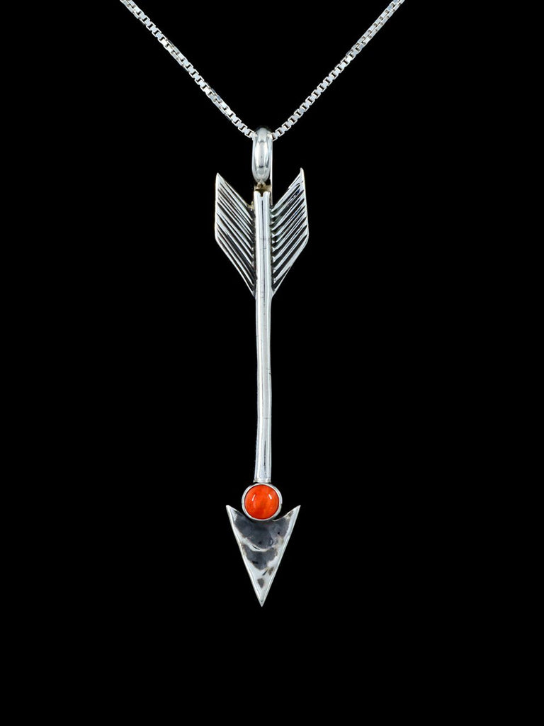 Spiny Oyster Navajo Arrow Sterling Silver Pendant - PuebloDirect.com