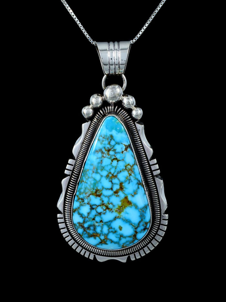 Native American Kingman Turquoise Sterling Silver Pendant - PuebloDirect.com