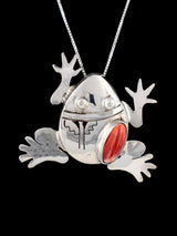 Native American Sterling Silver Spiny Oyster Frog Pendant