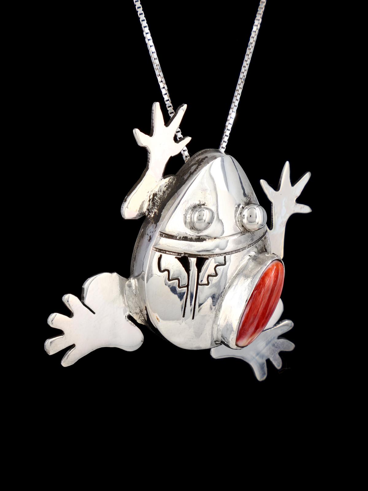 Native American Sterling Silver Spiny Oyster Frog Pendant