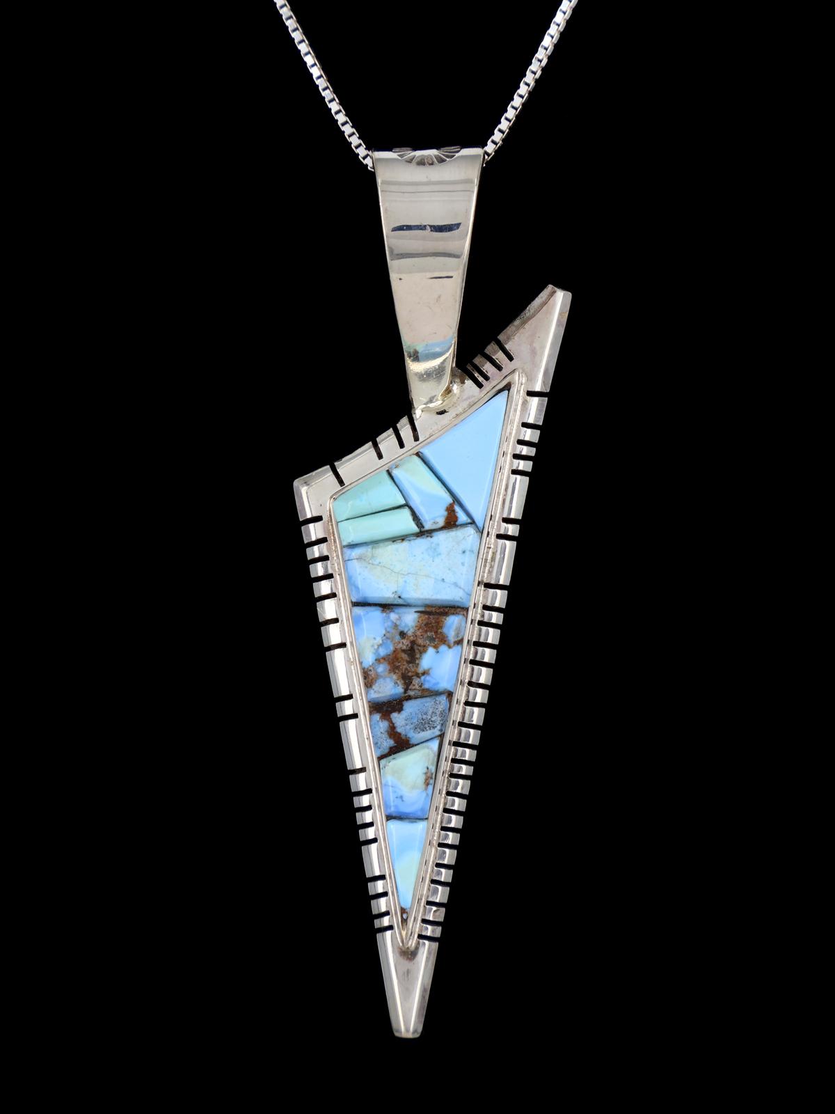 Navajo Cobblestone Inlay Golden Hill Turquoise Pendant - PuebloDirect.com