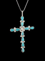 Sterling Silver Zuni Cross Necklace Pendant - PuebloDirect.com