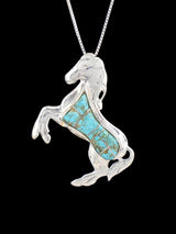 Native American Turquoise Inlay Horse Pin/Pendant