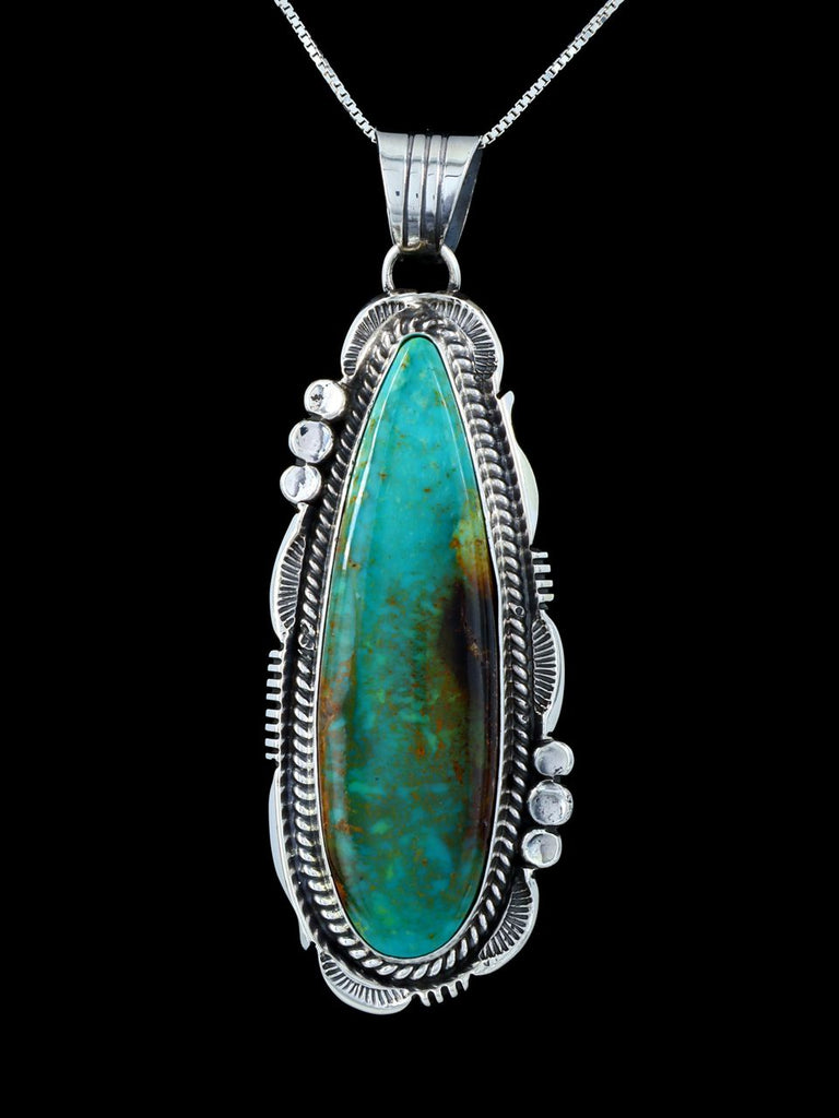 Native American Jewelry Tyrone Turquoise Sterling Silver Pendant - PuebloDirect.com