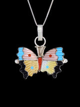 Native American Zuni Inlay Butterfly Pendant