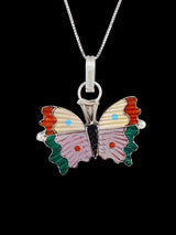 Native American Zuni Inlay Butterfly Pendant