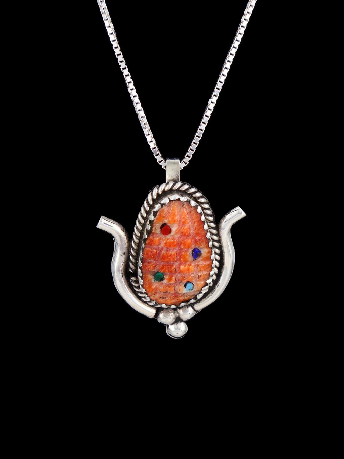 Native American Jewelry Spiny Oyster Corn Zuni Pendant