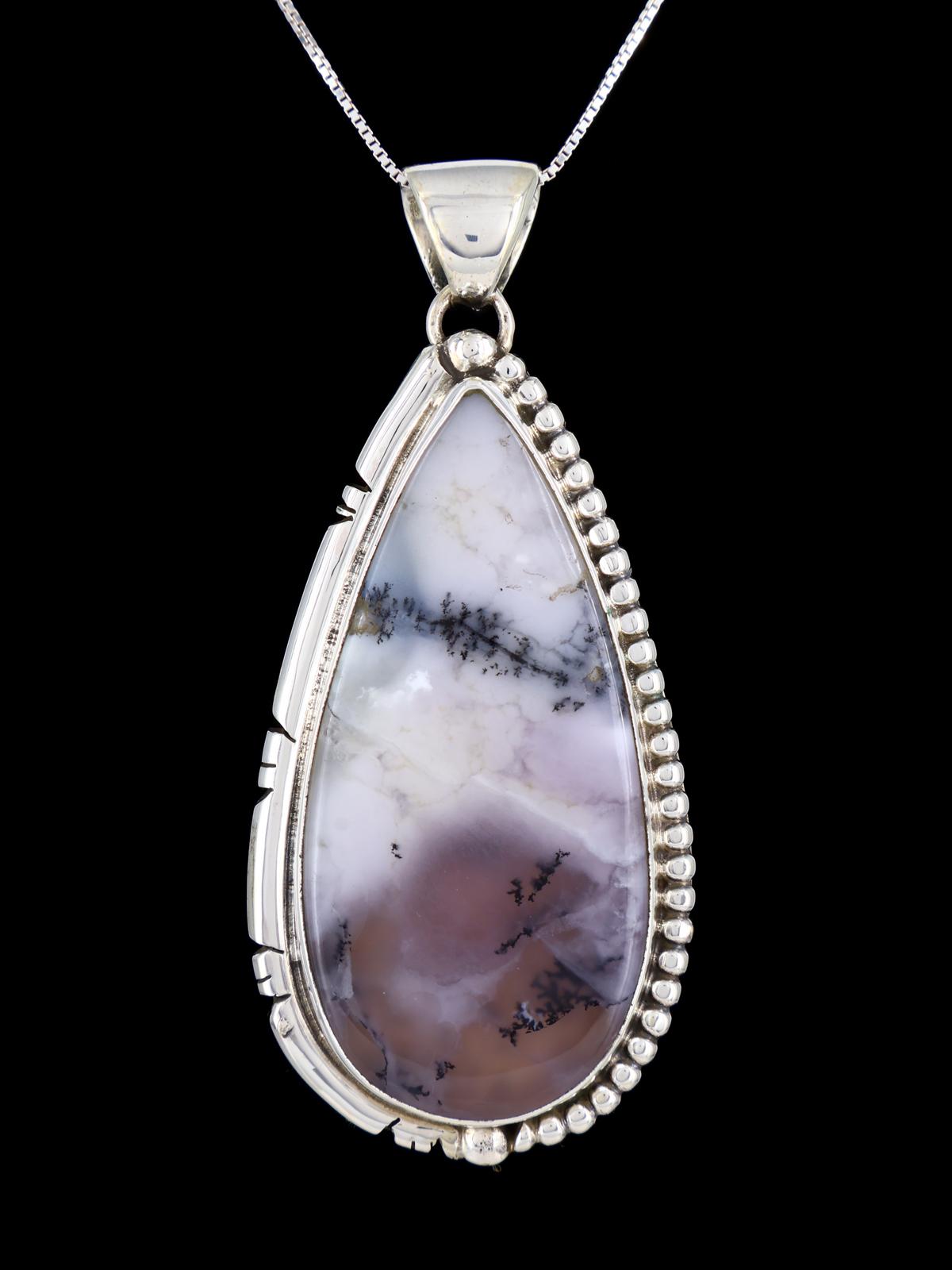 Pendentif agate en dentelle folle en argent sterling Navajo