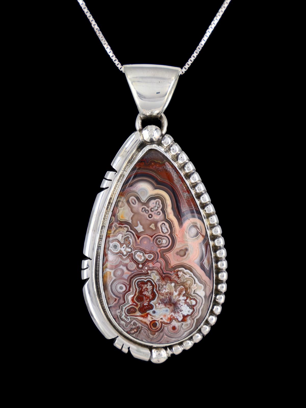 Colgante de ágata de encaje loco de plata de ley navajo